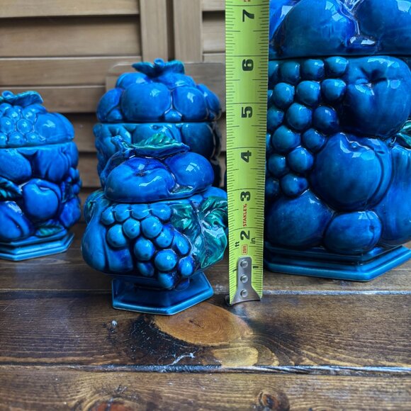 1960s Mood Indigo Canisters by Inarco - a Set of‎ 5 with  shaker cookie jar - Picture 4 of 8